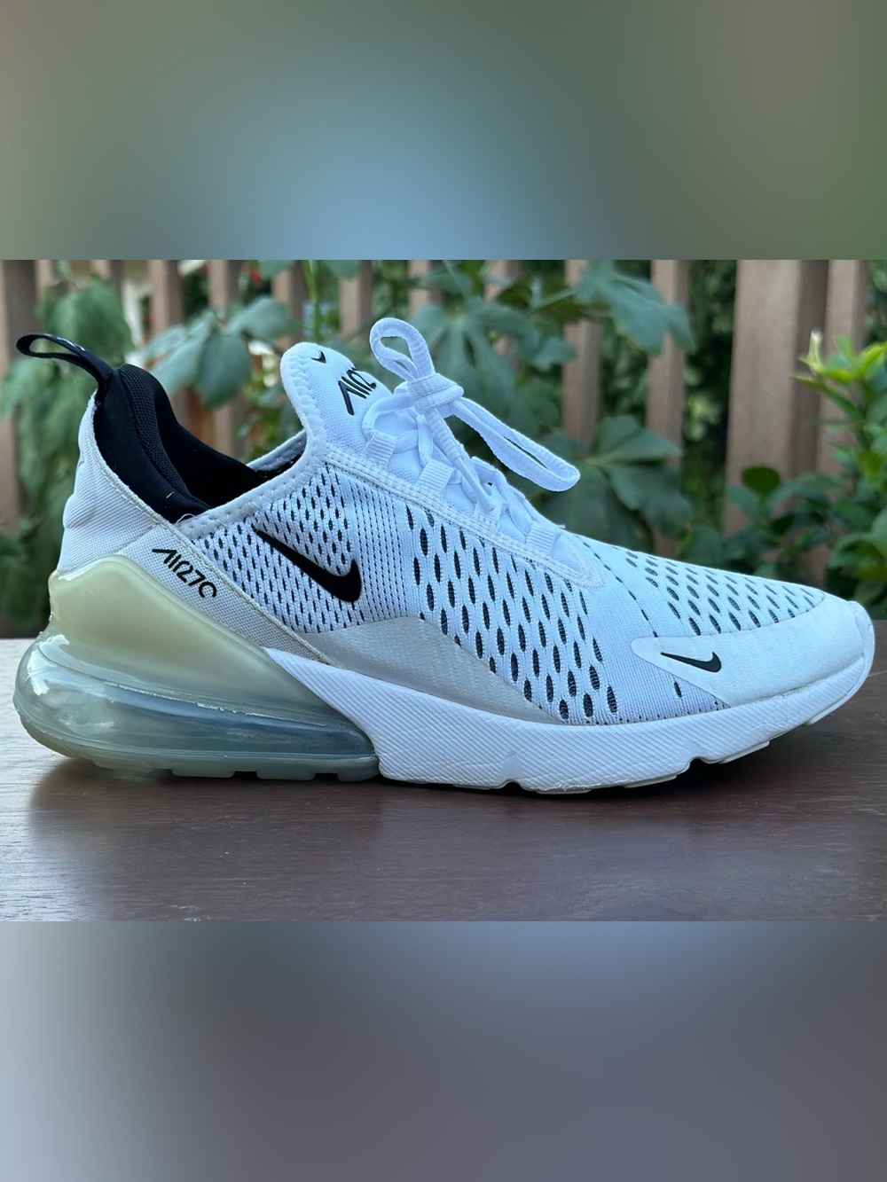 Nike Air Max 270 White-Metallic Silver Women’s Size 9 Running Shoes AH6789-100